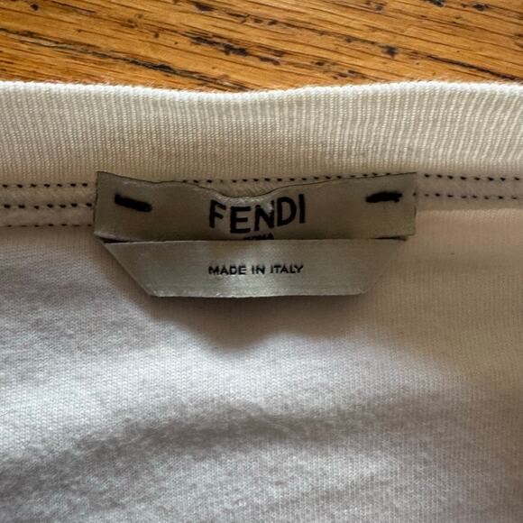 Fendi FF White Graphic Zucca T-Shirt IT 38 US 2 Oversize up to sz 10 Authentic - Picture 4 of 6